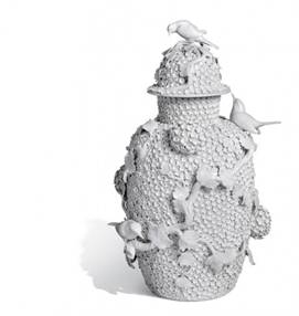 Vase with Snowball Blossoms, H 53 cm