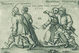 Hans Sebald Beham - 2 Bll.: Apostel und Bauerntanz (Januar und Februar)